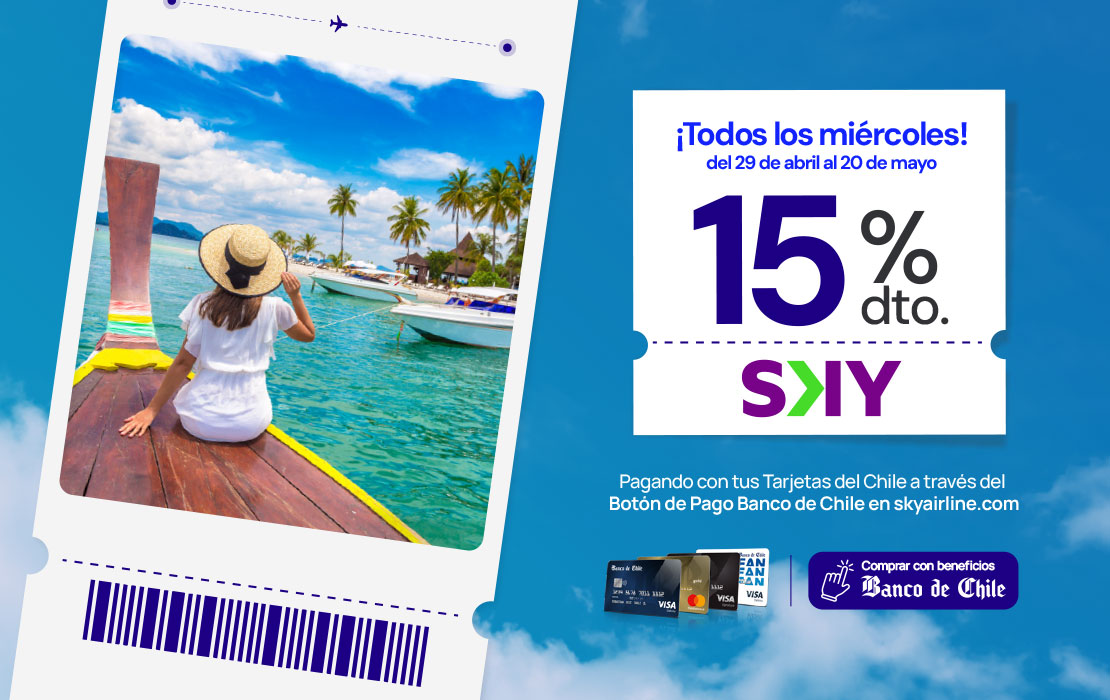 Tarjeta ¡Este miércoles, último día!
Todos los destinos, tarifas y sin límite de compras.