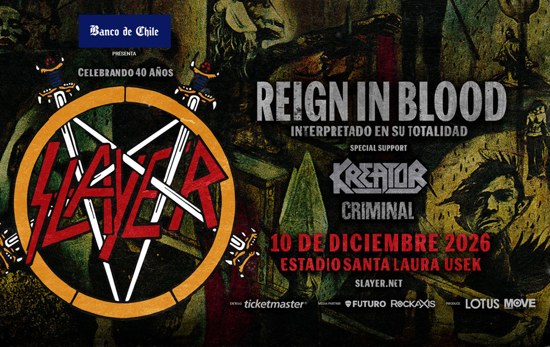Slayer - 10 de diciembre de 2026 - Portada del beneficio exclusivo Banco Chile