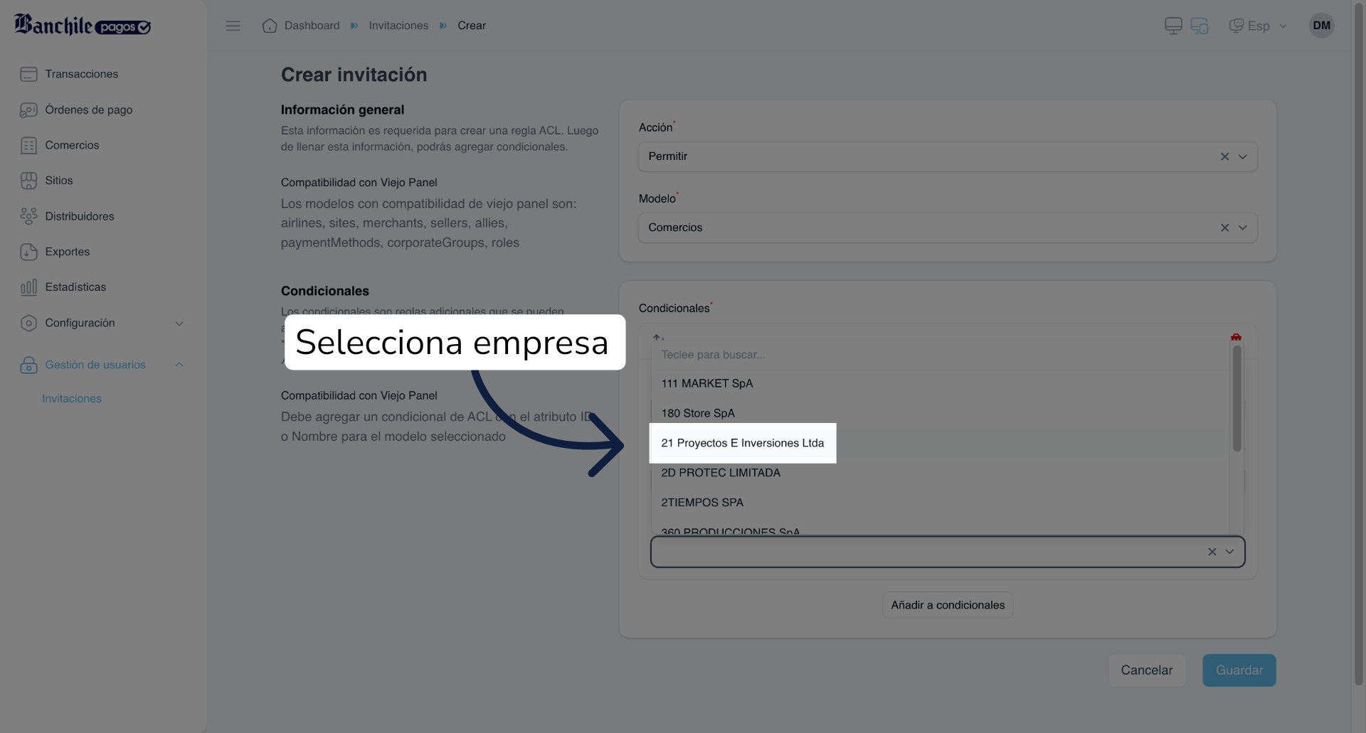 Seleccionar Empresa