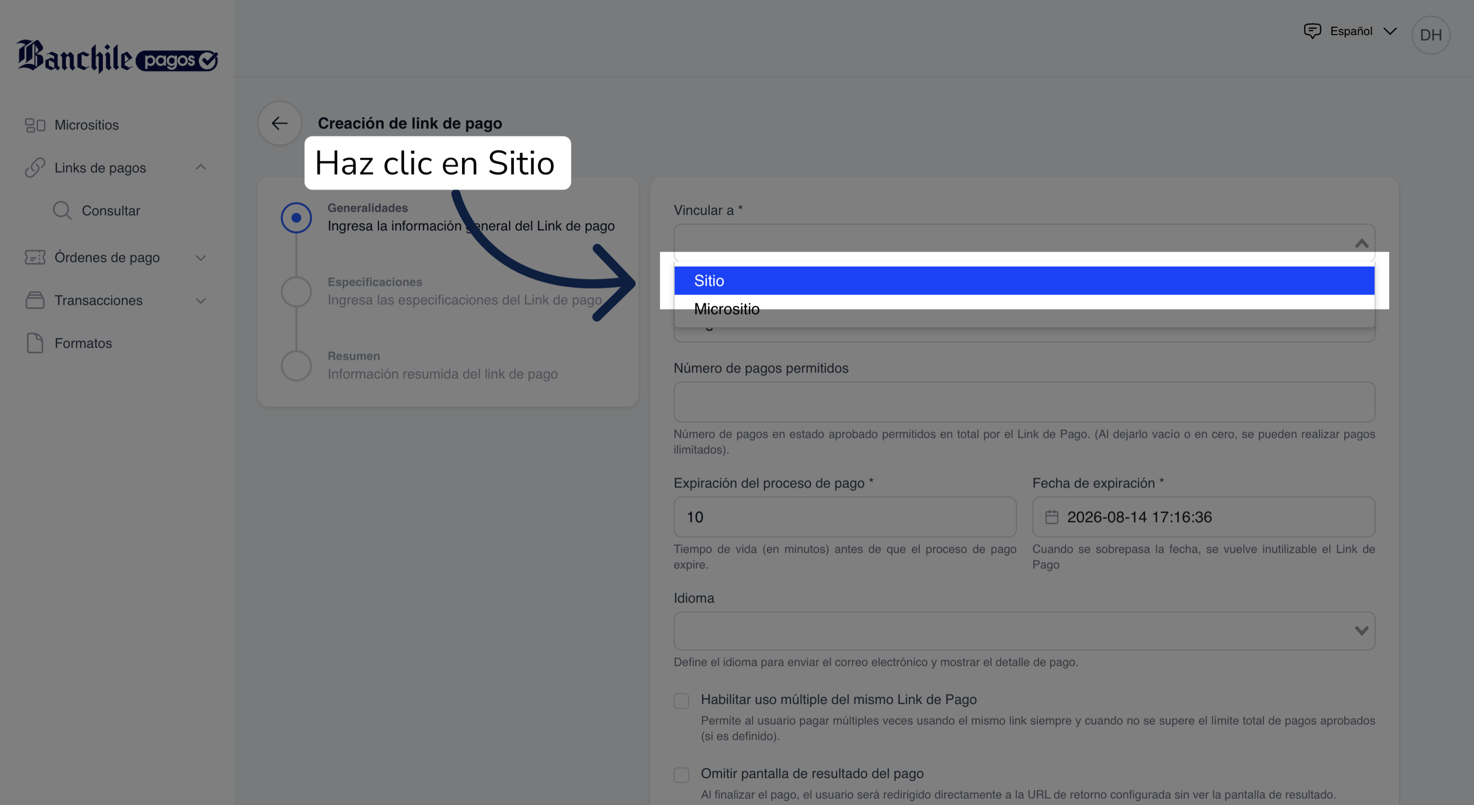Accede A Sección Sitio