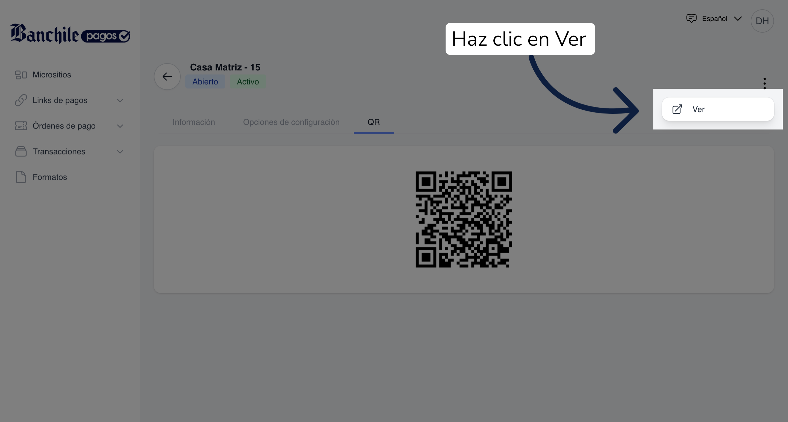 Accede a la siguiente opción