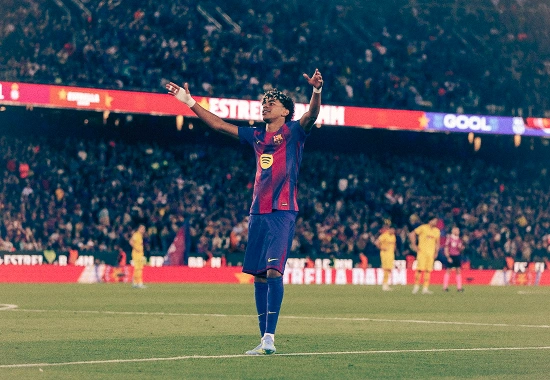 Football player celebrating on the LaLiga campaign hero