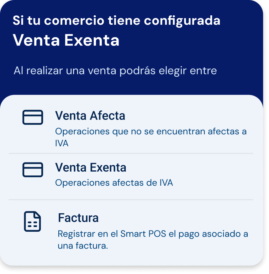 Modalidades para comercio con Venta Exenta