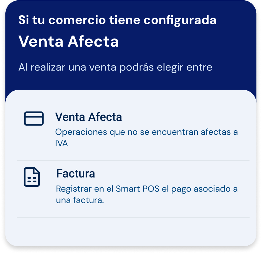 Modalidades para comercio con Venta Afecta